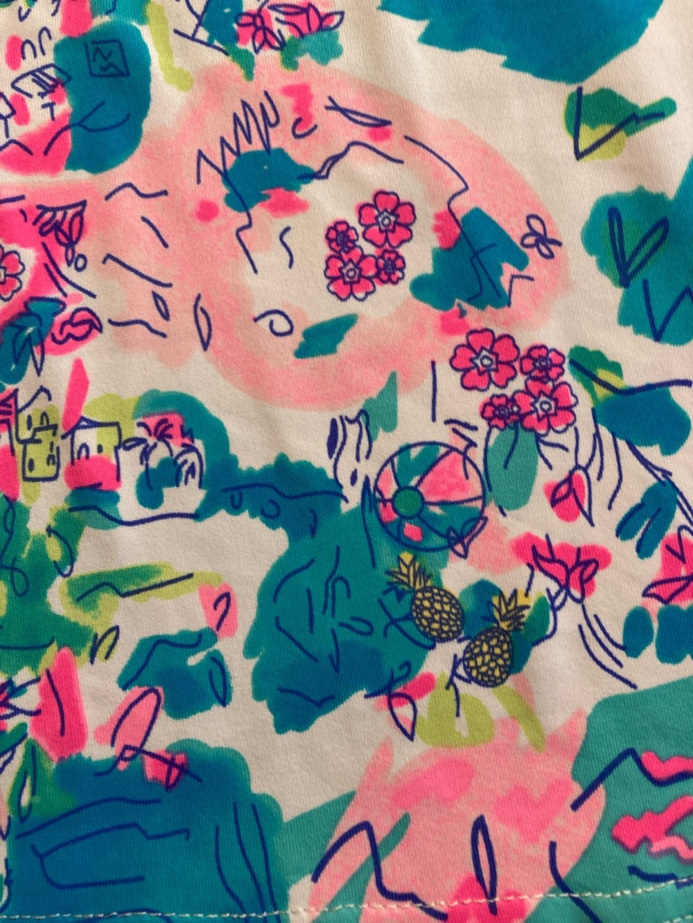 Lulu-B Sleeveless Island Print Top in Teal, Pink, Green, White - Picture 5 of 10